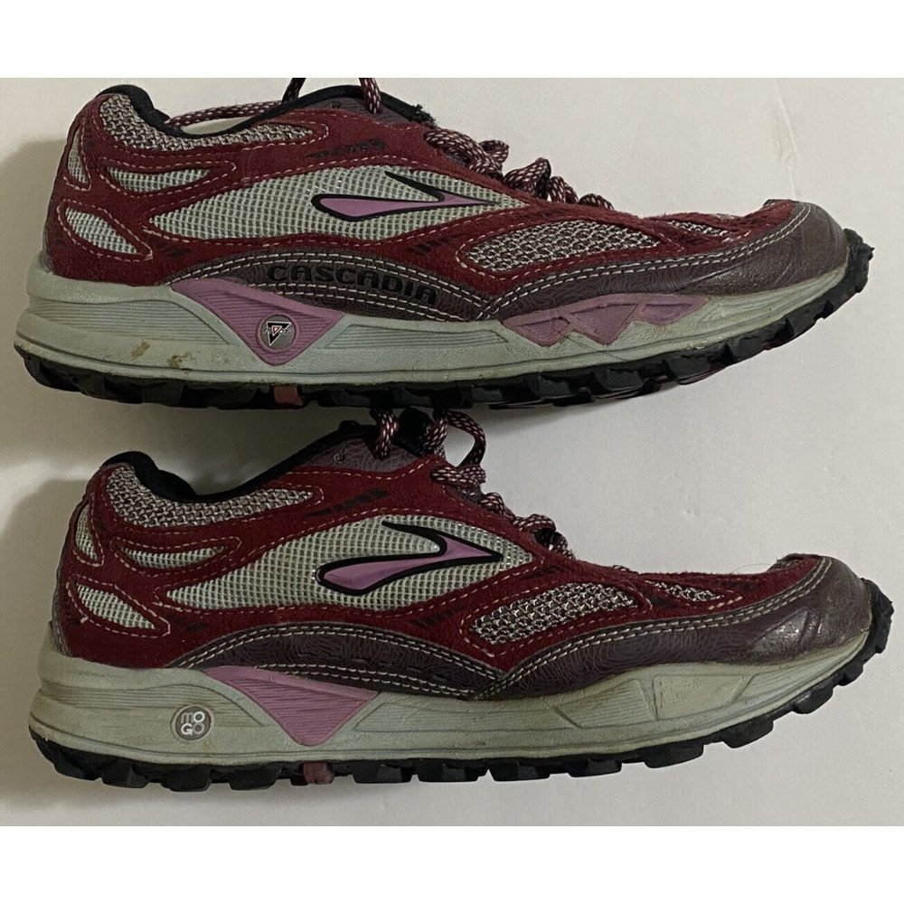 Brooks Cascadia 5 Women's Trail Running Shoe Gray Burgundy USA 7.5 UK 5.5